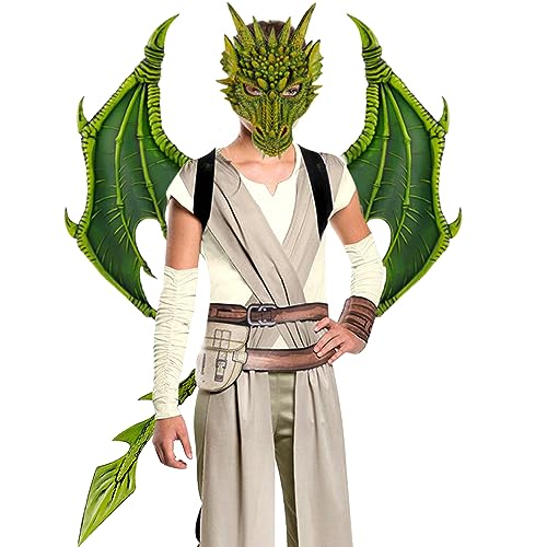 PSFDEWT Kids Halloween Dragon Set Gesichtsabdeckungen Schwanz Cosplay Kostüm Foto Requisiten Grün 3pcs Dragon Kostüm Kinder PSFDEWT Kids Halloween Dragon Set Gesichtsabdeckungen Schwanz Cosplay Kostüm Foto Requisiten Grün 3pcs Dragon Kostüm Kinder von PSFDEWT