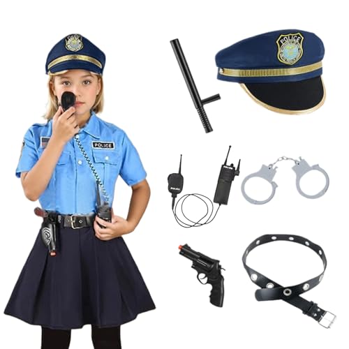 PSFDEWT Kids Police Offerer Kostüm für Mädchenpolizeiuniformrock Rock Set Cop Uniform mit Spielzeugzubehör Girls Cosplay -Outfit Dress Up Halloween Kostüm für Kinder l für PSFDEWT Kids Police Offerer Kostüm für Mädchenpolizeiuniformrock Rock Set Cop Uniform mit Spielzeugzubehör Girls Cosplay -Outfit Dress Up Halloween Kostüm für Kinder l für von PSFDEWT