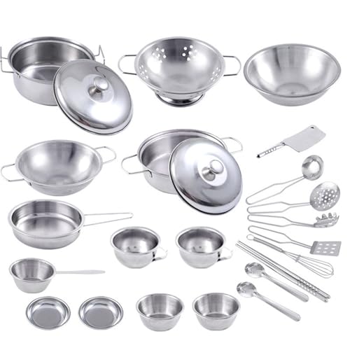 PSFDEWT Kochutensilien Set für Kinder 25pcs Simulation Mini Küchenset Edelstahl Kochgeschirr Set Klassische Küchenzubehör Kochutensilien PSFDEWT Kochutensilien Set für Kinder 25pcs Simulation Mini Küchenset Edelstahl Kochgeschirr Set Klassische Küchenzubehör Kochutensilien von PSFDEWT