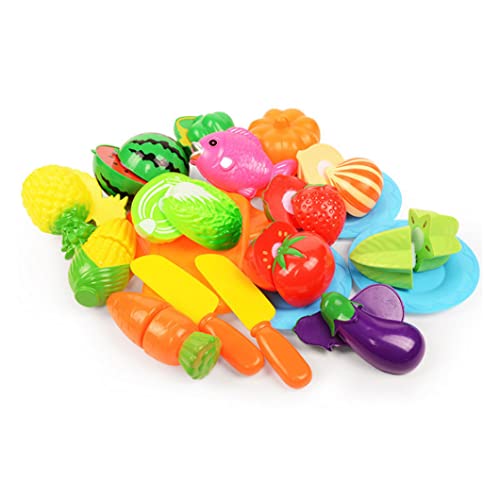 PSFDEWT Lebensmittel schneiden Spielzeug für Kinder Spielen Essen 20pcs/Set Spielzeug BPA kostenlos Obst Gemüse Spielzeugspiel Küchenzubehör für Mädchen Jungen Geschenk schneiden für Kinder von PSFDEWT