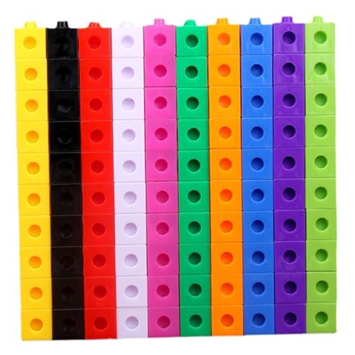 PSFDEWT Mathematikwürfel 100pcs Zahlenblöcke, Kunststoffzählungswürfel Bildungsspielzeug, 10 Farben Zahlenblöcke Spielzeug mit 18 Blättern Fragenkarten für Kinder Alter 3+ Zelt für Kinder von PSFDEWT