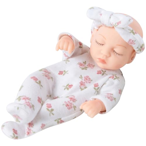 PSFDEWT Mini Babypuppen 7 Zoll weiche Vinyl Neugeborene Babypuppe Realistische winzige Puppe mit Blumenkleidung tragbare Mini -Silikonpuppen für Kindergeschenkebaby PSFDEWT Mini Babypuppen 7 Zoll weiche Vinyl Neugeborene Babypuppe Realistische winzige Puppe mit Blumenkleidung tragbare Mini -Silikonpuppen für Kindergeschenkebaby von PSFDEWT