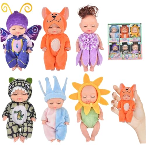 PSFDEWT Mini -Babypuppen mit schläfrigem Gesicht 6pcs 5, 12 Zoll süße kleine Babypuppen mit unterschiedlichen Kleidung auf gemeinsam beweglicher PVC Tiny Doll Spielzeug für Mädchen wenig PSFDEWT Mini -Babypuppen mit schläfrigem Gesicht 6pcs 5, 12 Zoll süße kleine Babypuppen mit unterschiedlichen Kleidung auf gemeinsam beweglicher PVC Tiny Doll Spielzeug für Mädchen wenig von PSFDEWT