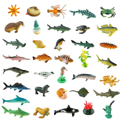 PSFDEWT Mini -Meerestiere Zahlen 36PCs Verschiedene Meerestiere Spielzeug Realistischer Spielzeugfisch Miniatur PVC Solid Bildungsmeer Kreaturen Spielzeug für Kinder von PSFDEWT