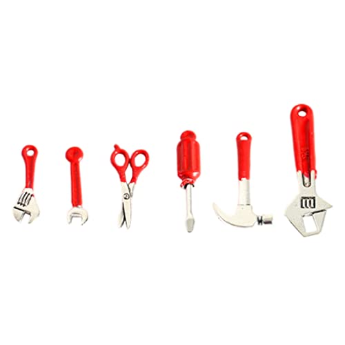 PSFDEWT Miniature Dollhouse Tool Mini Reparatur Hammer Party Dekoration Zubehör Red 1Set Dollhouse Mini Tool Set von PSFDEWT