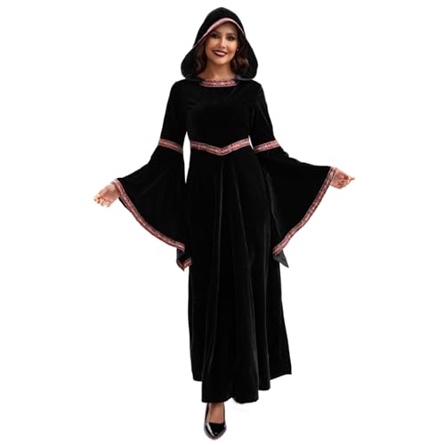 PSFDEWT Mittelalterliches Kleid für Frauen, Vampir -Kleid mit langem Ärmel, Stickerei mit Kapuze -Renaissance -Kostüminnen für Halloween -Party -Cosplay, M mittelalterlich für PSFDEWT Mittelalterliches Kleid für Frauen, Vampir -Kleid mit langem Ärmel, Stickerei mit Kapuze -Renaissance -Kostüminnen für Halloween -Party -Cosplay, M mittelalterlich für von PSFDEWT