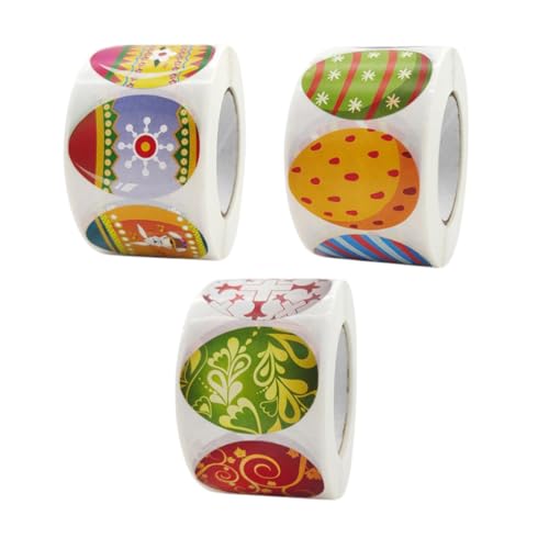 PSFDEWT Osterei-Aufkleber selbst kleberische Ostereischabeln Geschenkboxen Aufkleber Dekoration 3Rolls, Osteraufkleber von PSFDEWT