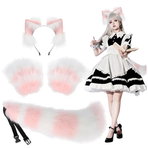 PSFDEWT Pelzkostüm, Fox -Kostüm -Set enthält elastische Fuchs -Ohren -Stirnband, Flauschige Pfotenhandschuhe und biegsamer Therian -Schwanz für Halloween Anime Cosplay Party Tail PSFDEWT Pelzkostüm, Fox -Kostüm -Set enthält elastische Fuchs -Ohren -Stirnband, Flauschige Pfotenhandschuhe und biegsamer Therian -Schwanz für Halloween Anime Cosplay Party Tail von PSFDEWT