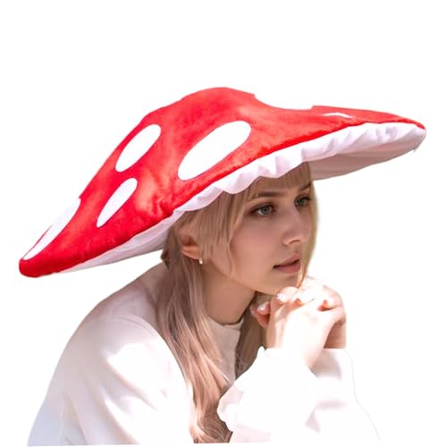 PSFDEWT Pilzhut Red Wide Rand Cap Polyester Pilzhut Cosplay Simuliertes niedliches und übergroßes Pilzkostüm für Halloween, Kostümpartys, Cosplay, Themen -Eventsmushroom PSFDEWT Pilzhut Red Wide Rand Cap Polyester Pilzhut Cosplay Simuliertes niedliches und übergroßes Pilzkostüm für Halloween, Kostümpartys, Cosplay, Themen -Eventsmushroom von PSFDEWT