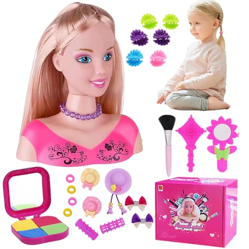 PSFDEWT Puppenkopf für Haarstyling 35pcs/Set Simuliertes Styling -Kopfpuppe für Kinder imaginativ und Make -up Lernen tun, um Spielzeug für Mädchen, Geschenke für Mädchen, Set 1 für Kinder von PSFDEWT