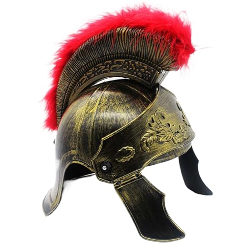 PSFDEWT Roman Spartan Helm Halloween Vintage Rosty Golden mittelalterlicher Ritterhelm mit rot PSFDEWT Roman Spartan Helm Halloween Vintage Rosty Golden mittelalterlicher Ritterhelm mit rot von PSFDEWT