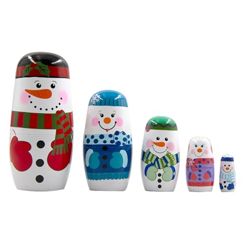 PSFDEWT Russische Nistpuppen, 5pcs süße Weihnachtsschneeme -Nistpuppen, Holz Russische Puppe, Spielzeug für Weihnachtsfeiertag Dekor Giftdolls PSFDEWT Russische Nistpuppen, 5pcs süße Weihnachtsschneeme -Nistpuppen, Holz Russische Puppe, Spielzeug für Weihnachtsfeiertag Dekor Giftdolls von PSFDEWT