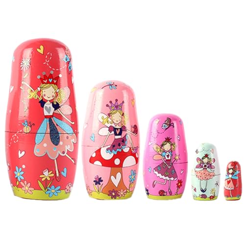PSFDEWT Russische Puppen, 5pcs/Set Fairy Nisting Dolls für Kinder Holzmatryoshka Stapel Spielzeug Home Office Decor Kinder PSFDEWT Russische Puppen, 5pcs/Set Fairy Nisting Dolls für Kinder Holzmatryoshka Stapel Spielzeug Home Office Decor Kinder von PSFDEWT