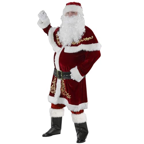 PSFDEWT Santa Claus Kostüm für Erwachsene 8pcs/Set Velvet Santa Anzug Männer Weihnachts -Outfit für Weihnachtsfeiertagsfeier Cosplay 2xl Claus Kostüm PSFDEWT Santa Claus Kostüm für Erwachsene 8pcs/Set Velvet Santa Anzug Männer Weihnachts -Outfit für Weihnachtsfeiertagsfeier Cosplay 2xl Claus Kostüm von PSFDEWT