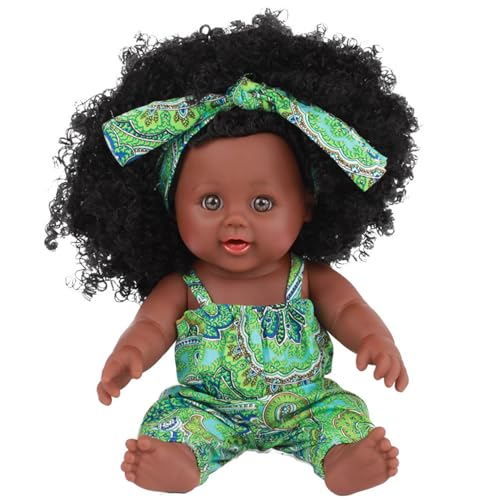 PSFDEWT Schwarze Babypuppen, 14 Zoll weiche Vinyl African American Babypuppe mit Kleid, potenable realistische kleine Puppe mit lockigem Haar für Kinder Geburtstagsgeschenk, Style 2Baby PSFDEWT Schwarze Babypuppen, 14 Zoll weiche Vinyl African American Babypuppe mit Kleid, potenable realistische kleine Puppe mit lockigem Haar für Kinder Geburtstagsgeschenk, Style 2Baby von PSFDEWT