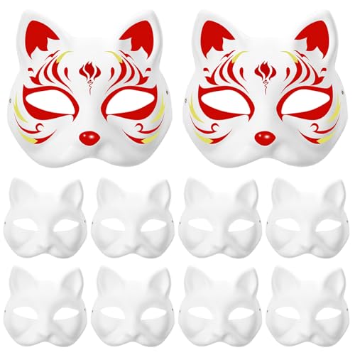 PSFDEWT Therian Mask 10pcs Blank Cat Masken, Farbe Paper Fox Maske, DIY halb weiße Maskerade mit Elastic Band für Halloween -Cosplay -Masken -Kostümfarts Therian PSFDEWT Therian Mask 10pcs Blank Cat Masken, Farbe Paper Fox Maske, DIY halb weiße Maskerade mit Elastic Band für Halloween -Cosplay -Masken -Kostümfarts Therian von PSFDEWT