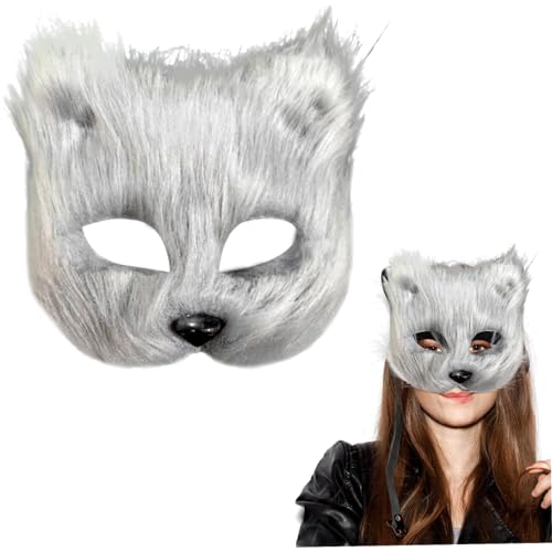 PSFDEWT Therian Maske, halbgesichts Fuchsmaske, atmungsaktives Tier für erwachsene Kinder, weiches glattes Cosplay pelziges Kostüm für Maskerade Party Ostern hellgrau Therian PSFDEWT Therian Maske, halbgesichts Fuchsmaske, atmungsaktives Tier für erwachsene Kinder, weiches glattes Cosplay pelziges Kostüm für Maskerade Party Ostern hellgrau Therian von PSFDEWT