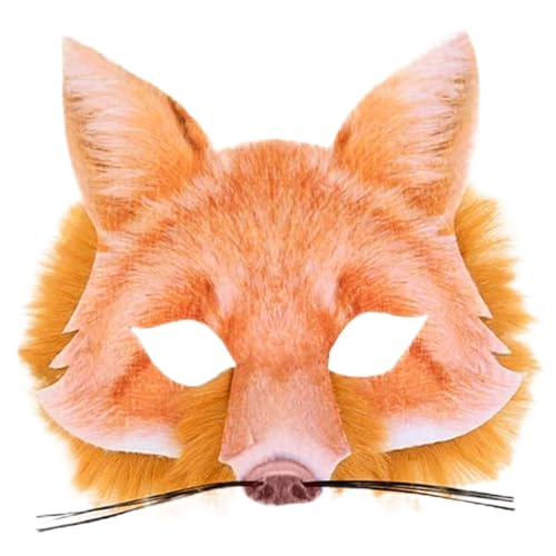 PSFDEWT UK Mask Halloween Party Masquerade Ball Decoration Requision Halb-Face Animal Tiger Mask [Fox] [OPP] von PSFDEWT