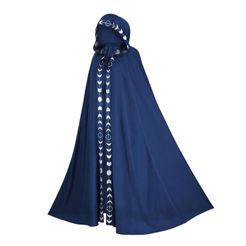 PSFDEWT US Lace Hoodie Cape Cape Shawl Medieval Renaissance Halloween Cosplay Performance Kostüm [Blue L-XL] [OPP] von PSFDEWT