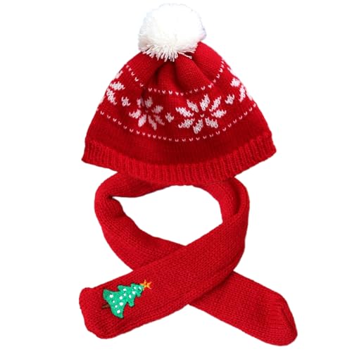 PSFDEWT Weihnachtspuppenkleidung 1 Set Strick-Mini-Weihnachtshut und Schal Set Mehrzweckpuppenhut & Schal für Bär, Weinflasche, Schneemann und mehr Holzstreckezubehör von PSFDEWT