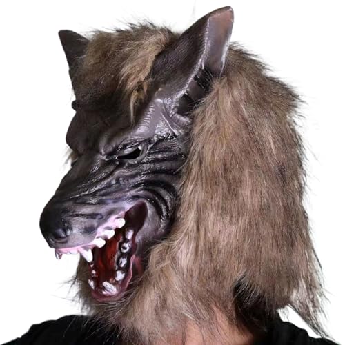 PSFDEWT Werwolfmaske Vinyl PVC Scary Halloween Maske Eingröße gruseliges Wolf Kostüm Horror mit Lüftungslöchern Cosplay -Werwolf Dress Up für Party, Streiche, Carnivalen PSFDEWT Werwolfmaske Vinyl PVC Scary Halloween Maske Eingröße gruseliges Wolf Kostüm Horror mit Lüftungslöchern Cosplay -Werwolf Dress Up für Party, Streiche, Carnivalen von PSFDEWT