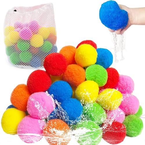 PSFDEWT Wiederverwendbare Wasserkugeln 50pcs 6 Farbabsaug 2-Zoll-PP-Baumwollpool-Spielzeug interaktives weiches kinderfreundliches Sommerspielzeug für Werkzeugbad im Freien von PSFDEWT