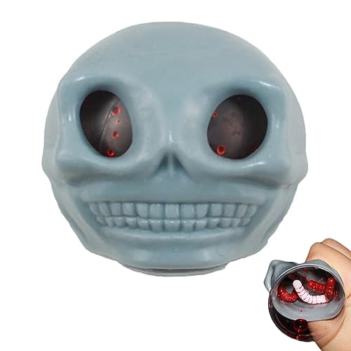 Schädel Stress Relief Spielzeug Neuheit Schädel Squeeze Bälle Spielzeug Squeeze Bälle Horror Stressbekämpfung für Kinder und Erwachsene Grauqueze von PSFDEWT