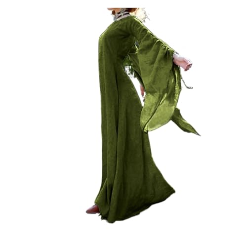 PSNKLMM Mittelalterliche Kleider Damen Renaissance Langarm Bruder Roben Kleidung(Green,XXL) von PSNKLMM