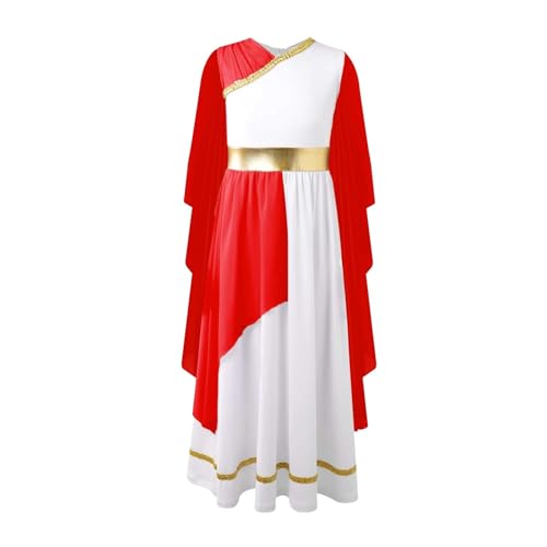 PSNKLMM Prinzessin Toga Kostüm Party Ärmelloses Kleid Schals Patchwork Flowy Tüll(Red,16) von PSNKLMM