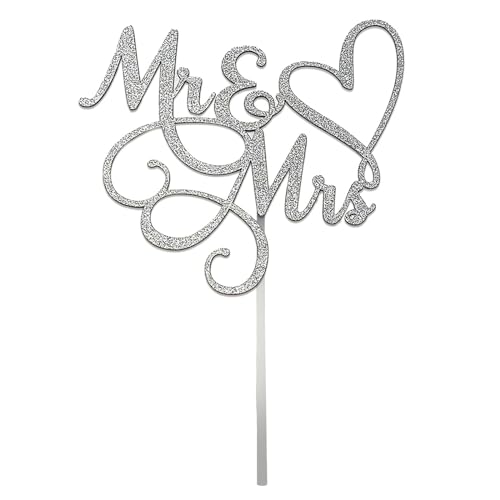 Mr & Mrs Cake Topper, 15,3 cm Silber Herz Hochzeit Verlobung Kuchenaufsatz, Brautparty Thema Happy Birthday Party Glitzernde Kuchendekorationen Mr & Mrs Cake Topper, 15,3 cm Silber Herz Hochzeit Verlobung Kuchenaufsatz, Brautparty Thema Happy Birthday Party Glitzernde Kuchendekorationen von PT Haahoos