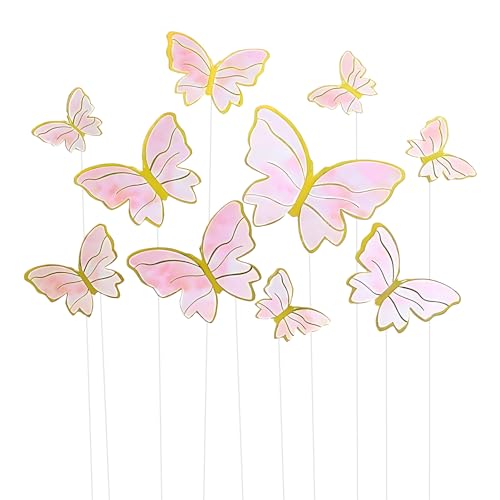 PT Haahoos 30 Stück 3D-Schmetterlings-Cupcake-Topper, rosa hohle Schmetterlings-Kuchendekorationen für Geburtstag, Hochzeit, Feenparty, gemischte Größe PT Haahoos 30 Stück 3D-Schmetterlings-Cupcake-Topper, rosa hohle Schmetterlings-Kuchendekorationen für Geburtstag, Hochzeit, Feenparty, gemischte Größe von PT Haahoos