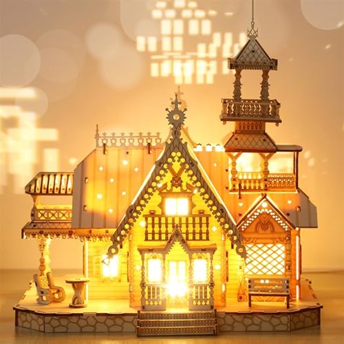 3D-Holzpuzzle für Erwachsene, Villa-Architektur-Modellbausätze, tolle Geschenke für Frauen, Denksportspielzeug, Heimdekor-Hobbys, besonderes Geschenk für Geburtstag/Weihnachten von PTATT