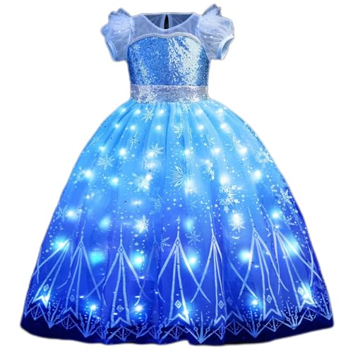 PTAYLTZX Light Up Prinzessin Kleid für Mädchen Eis und Schnee Prinzessin Kleid Halloween Weihnachten Dress Up Kleinkind Kinderkleidung von PTAYLTZX