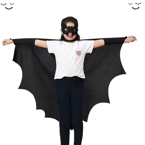 Fledermaus Kostüm Kinder,Kostüm Fledermaus + Fledermaus maske,Fledermaus Umhang, Halloween Fledermaus Kostüm,für Fledermauskostüm Vampir zu Halloween Karneval Fasching Motto Party von PTBWS