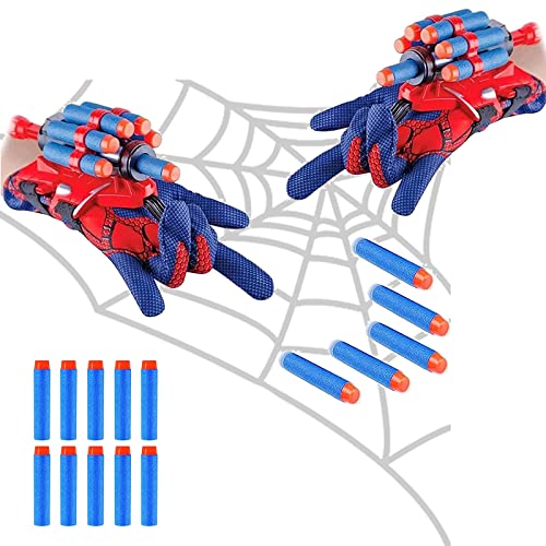 PTBWS Spider Launcher Handschuhe,2 Set Kids Spider Hero Handschuhe,Hero Launcher Handgelenk Spielzeug,Held Launcher,Cosplay Glove Launcher,Lustiges Lernspielzeug Kostüm Requisiten für Kinder von PTBWS