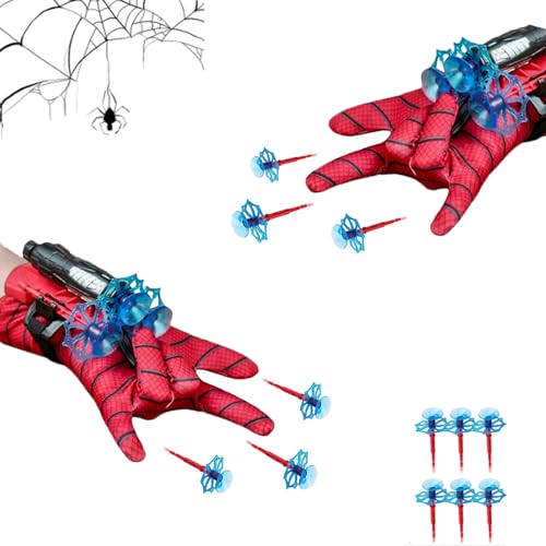 PTBWS Spider Launcher Handschuhe, 2 Sets Launcher-Handschuhe, Held Launcher,Kids Spider Hero Handschuhe,Launcher Spielzeug,Spiderman Handschuhe für Kinder Geschenk für Spiderman Fans (A) von PTBWS