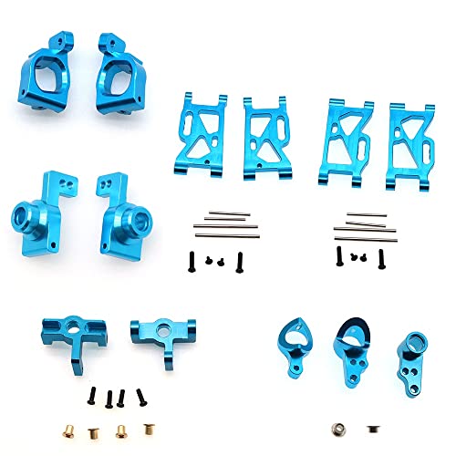 PTCinder Wltoys 144001 for WLtoys 1:14 144001 RC Auto Upgrade Teile Metall Lenkung Schwinge Basis C Hinterradnabe Sitz Servo Zugstange Wltoys ( Color : 6 Metaal Set Blue ) von PTCinder