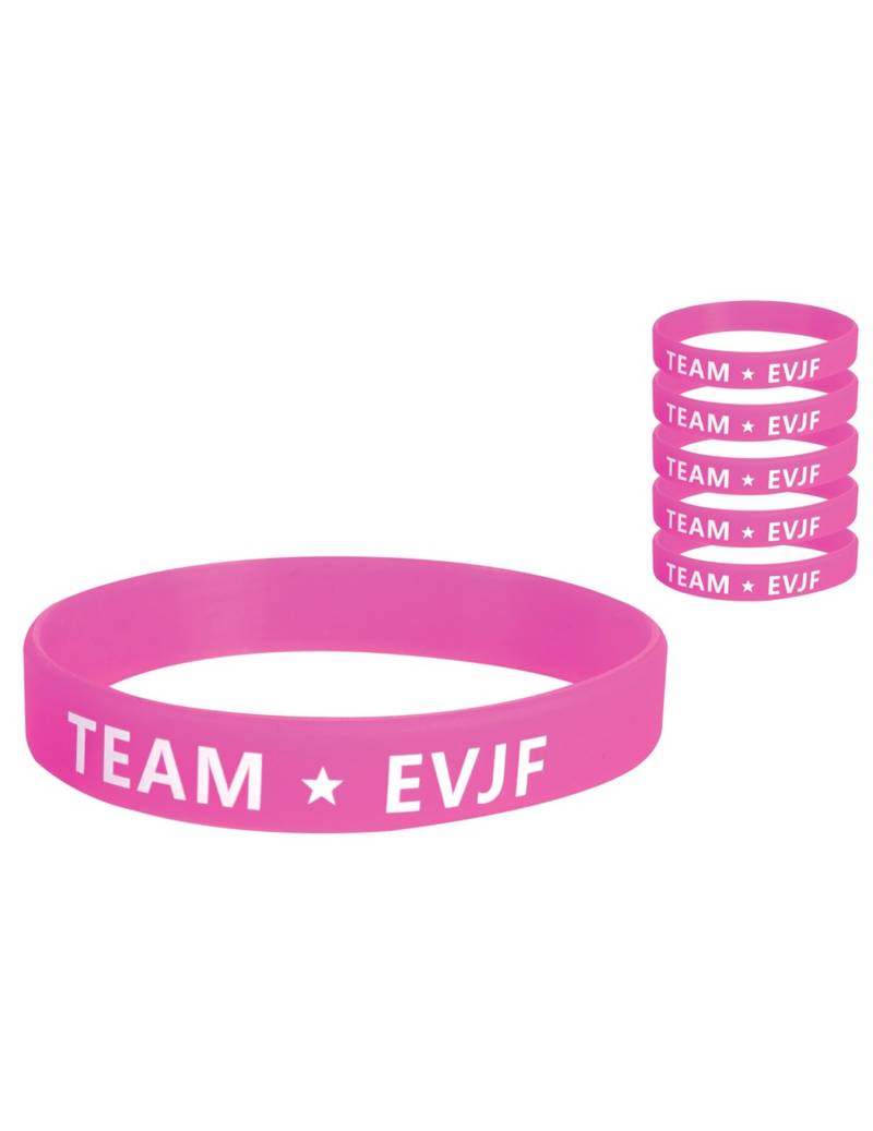 6 Armbänder Team Braut Silikon pink von PTIT CLOWN