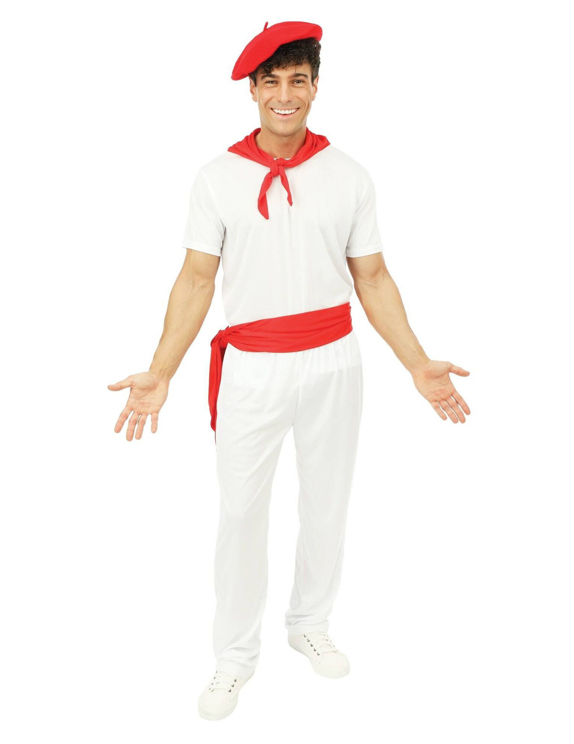 Basken Kostüm für Erwachsene weiß-rot Basken Kostüm für Erwachsene weiß-rot von PTIT CLOWN