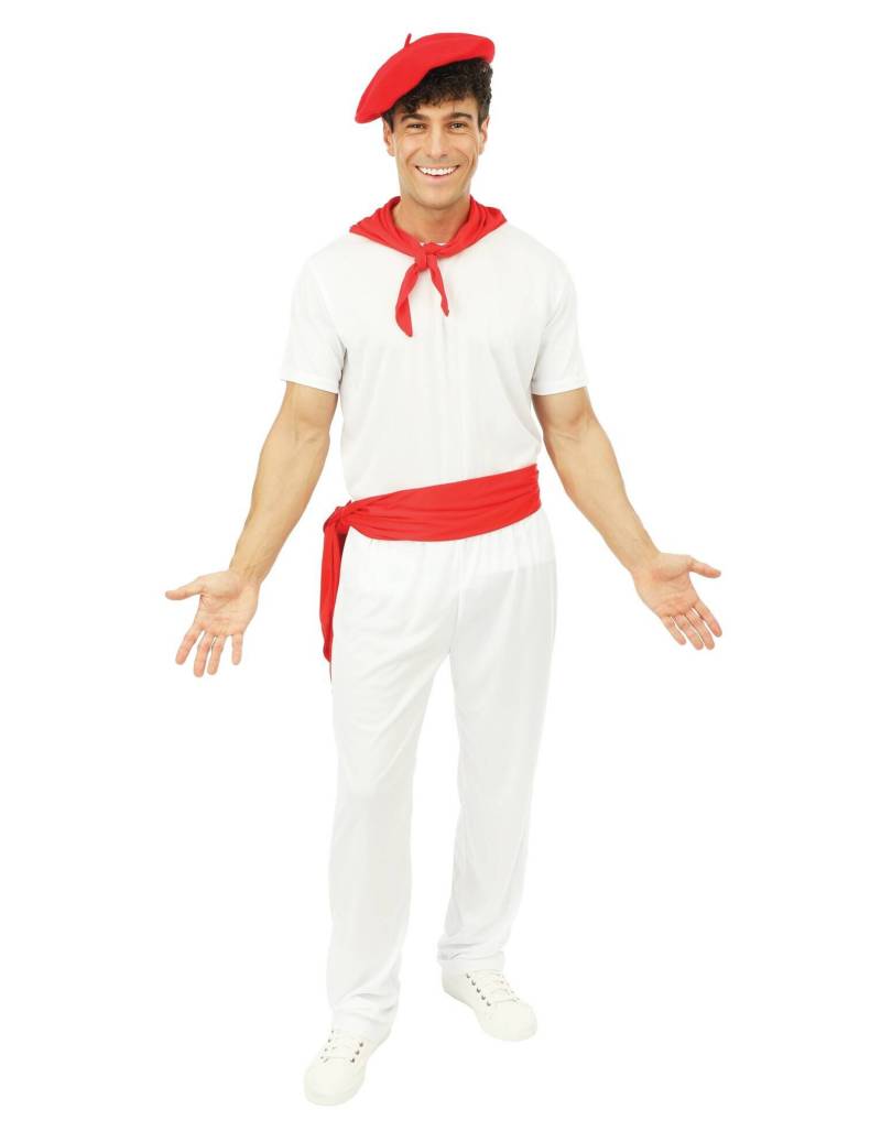 Basken Kostüm für Erwachsene weiß-rot von PTIT CLOWN