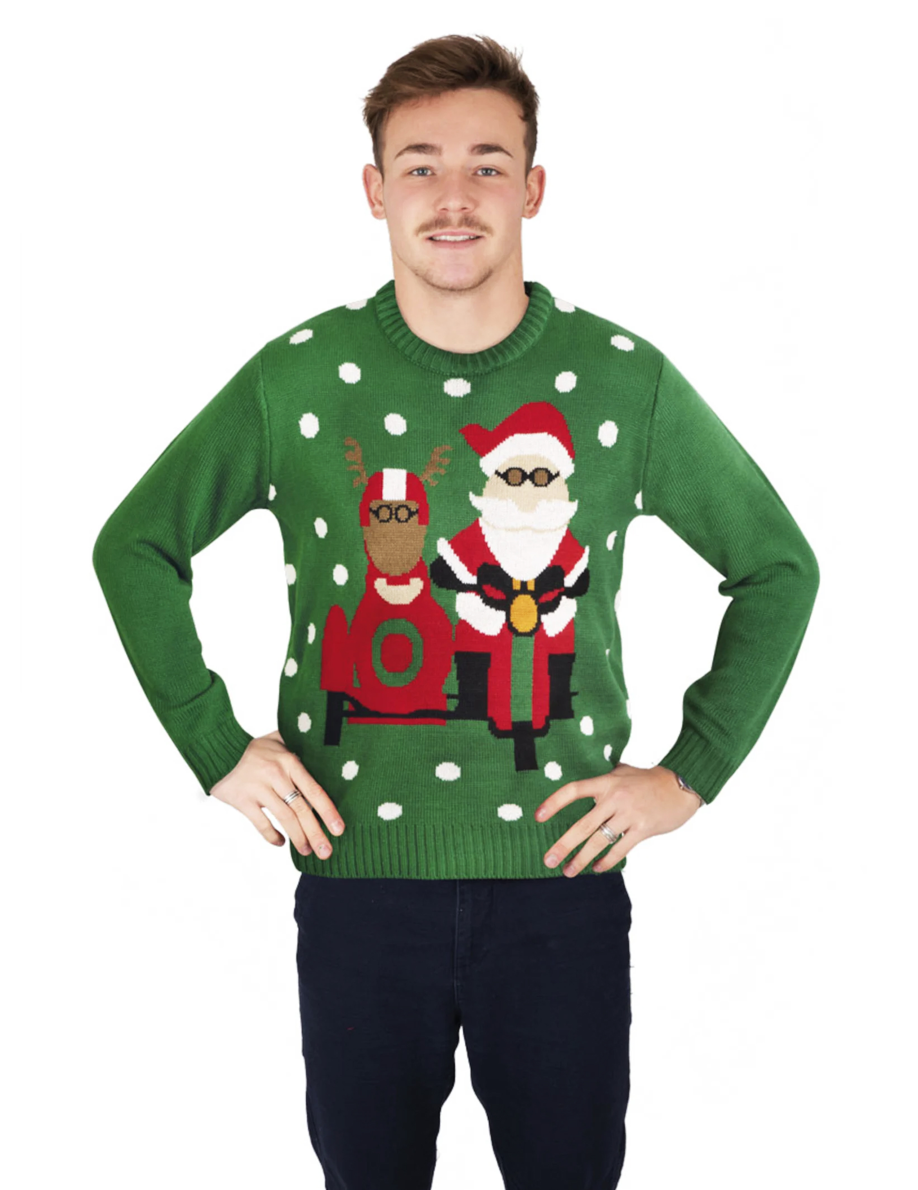 Biker-Weihnachtsmann Herrenpullover bunt Biker-Weihnachtsmann Herrenpullover bunt von PTIT CLOWN