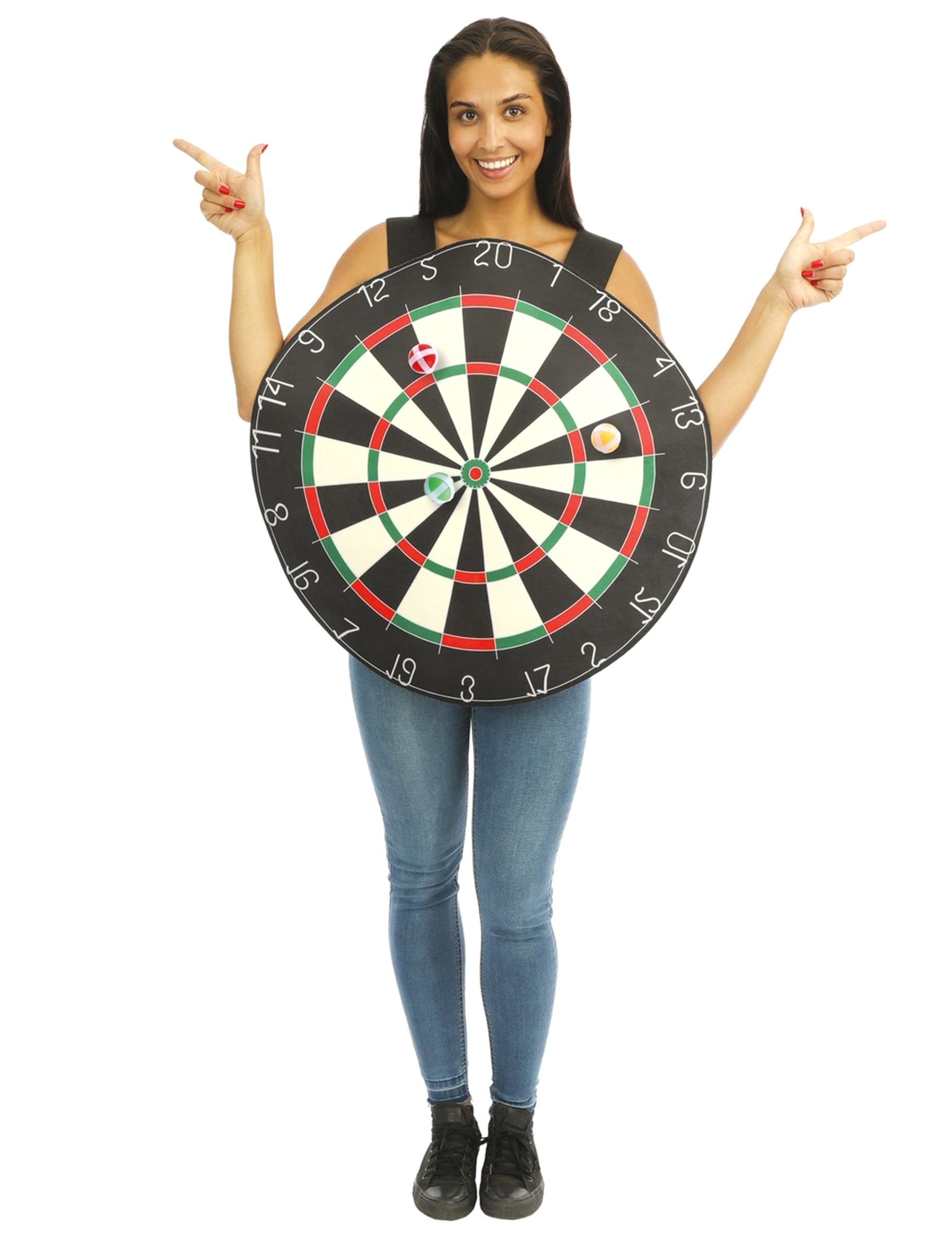 Dartscheiben-Kostüm mit 3 Klettbällen für Erwachsene von PTIT CLOWN