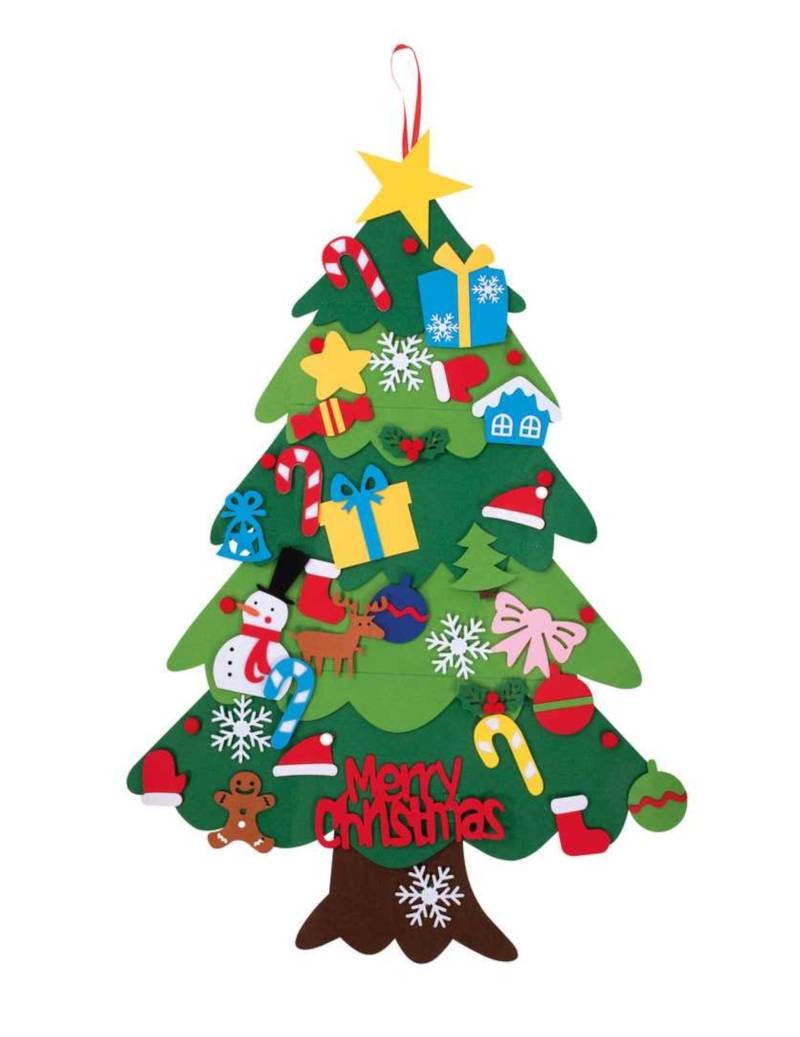 Filz-Weihnachtsbaum zum Aufhängen mit Dekoration 67 x 100 cm Filz-Weihnachtsbaum zum Aufhängen mit Dekoration 67 x 100 cm von PTIT CLOWN