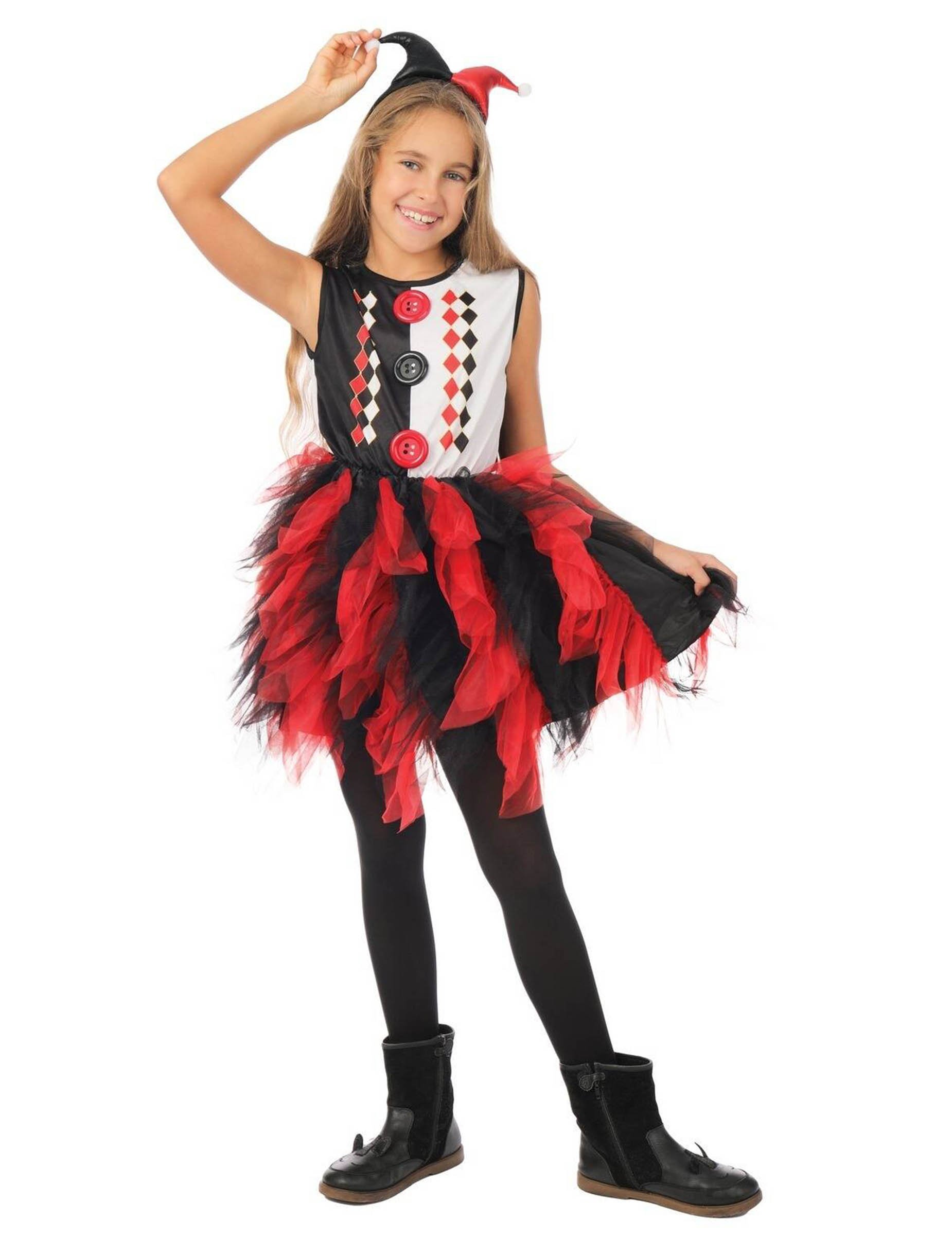 Harlekin Kostüm für Mädchen Schwarz Rot Tüllrock Halloween von PTIT CLOWN