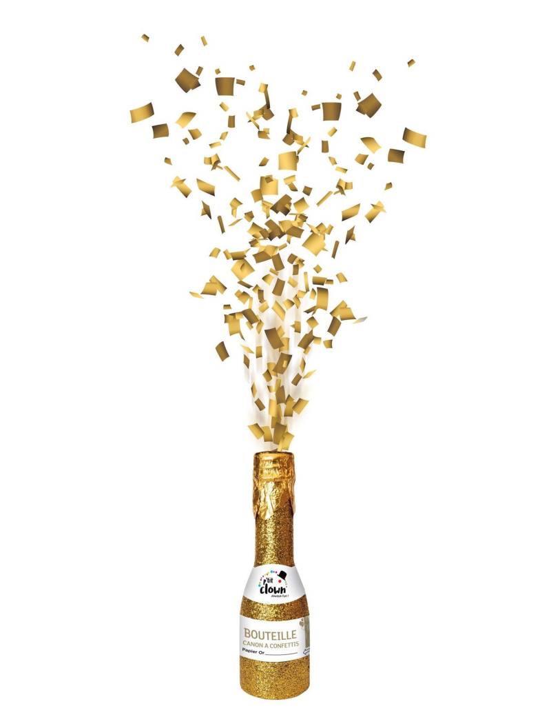 Konfetti Kanone Flasche Gold 16 cm von PTIT CLOWN