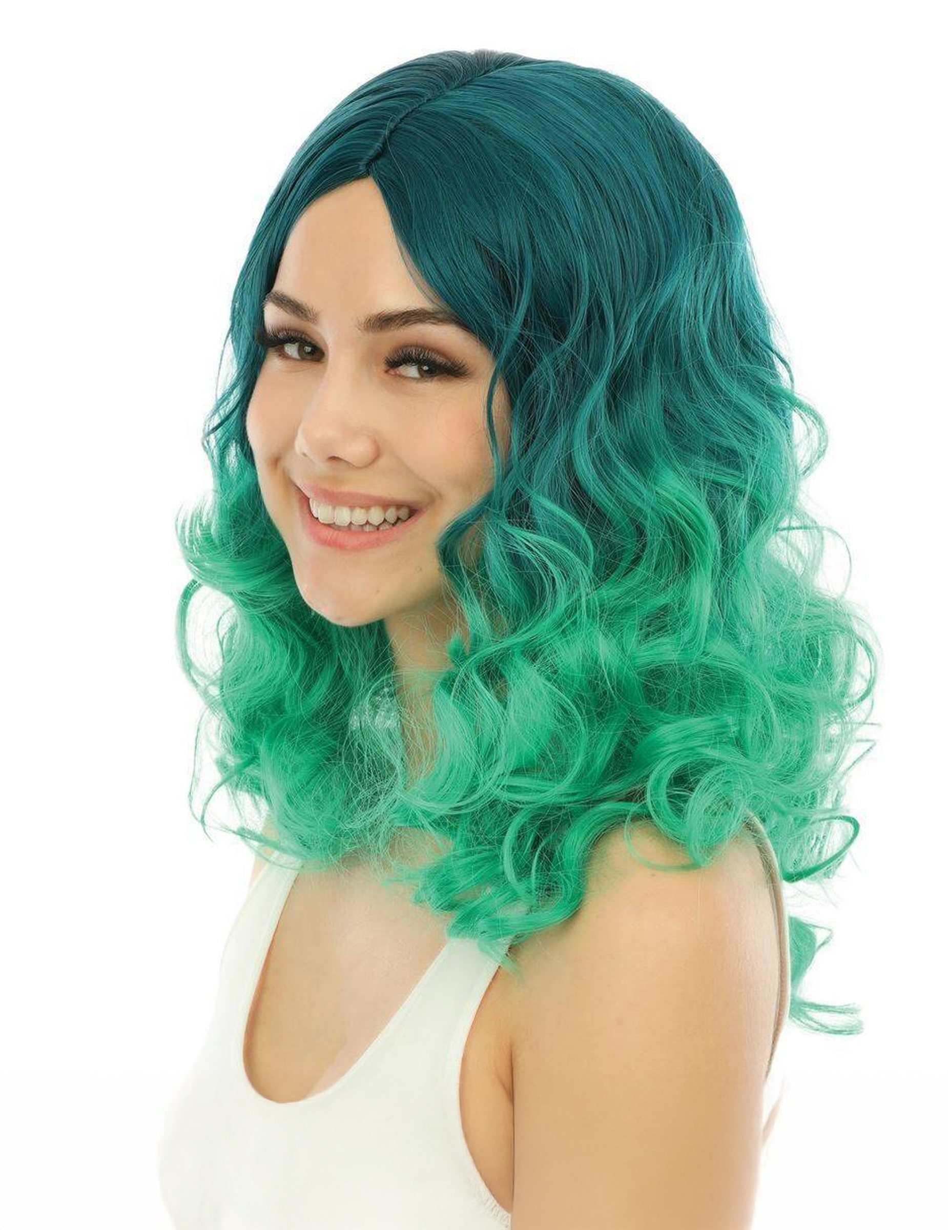 Luxus Tye-Dye Perücke für Damen grün von PTIT CLOWN