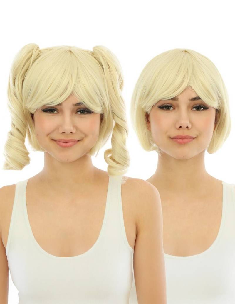 Manga Perücke mit abnehmbaren Zöpfen für Erwachsene blond von PTIT CLOWN