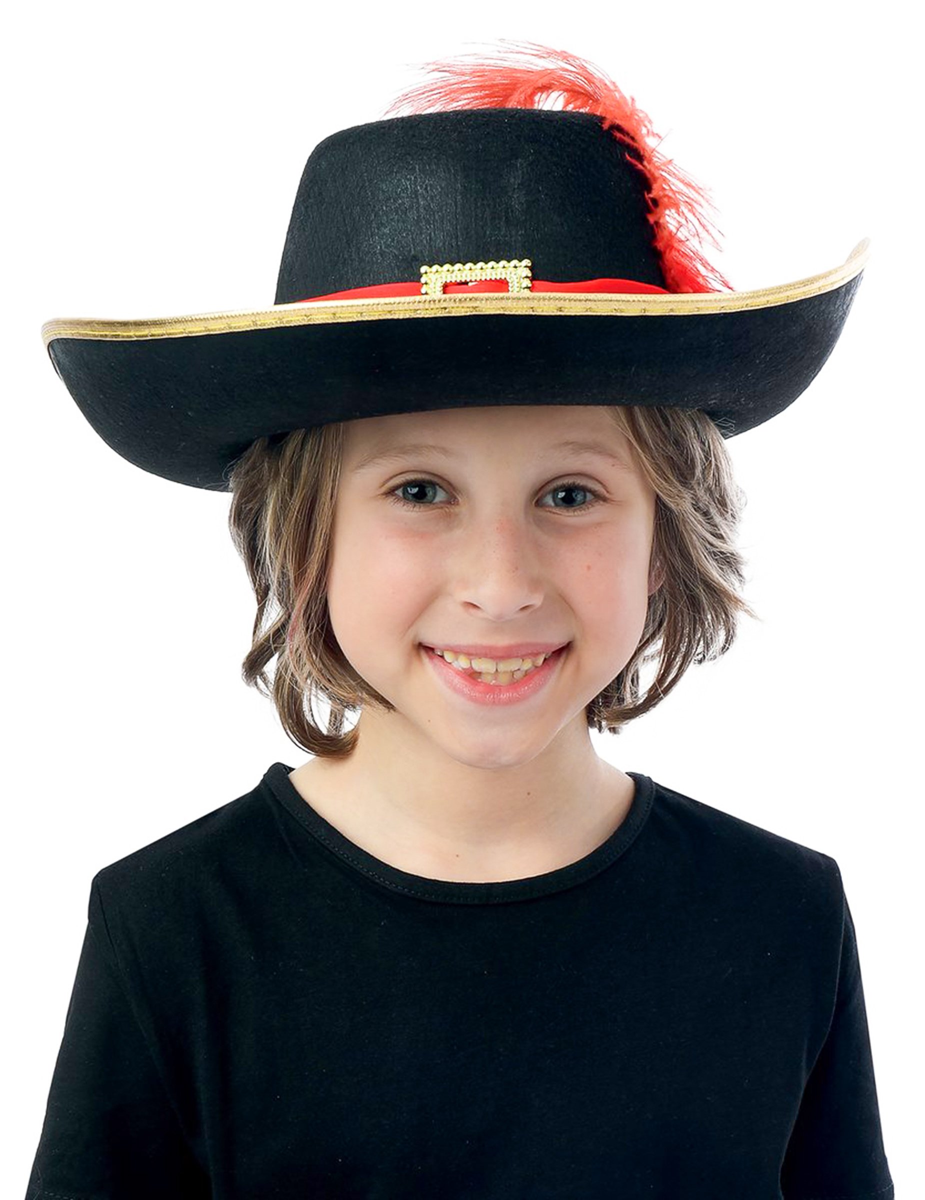 Musketier-Hut für Kinder schwarz-bunt Musketier-Hut für Kinder schwarz-bunt von PTIT CLOWN