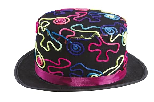 P 'Tit Clown 46503 – HDF Erwachsene Filz Hat Schwarz mit Neon Kordel – ONE Size von PTIT CLOWN