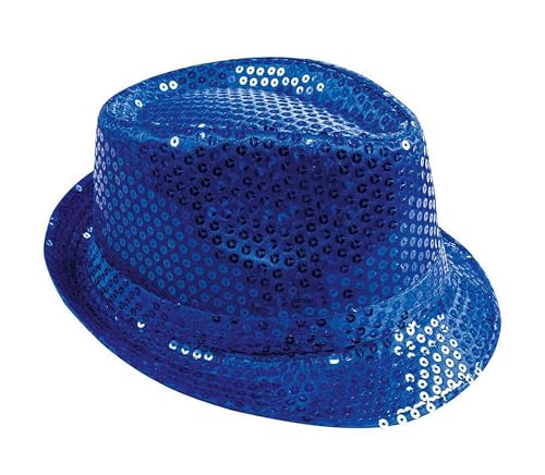 P'TIT CLOWN - 20196 - Sequins Borsalino Hut - Sequins Hat - Karneval, Festival, Silvester, Mottopartys, Kostüm Party, Disco, Glitzer, Hochzeit, JGA - Erwachsene Unisex - Blau Glänzend P'TIT CLOWN - 20196 - Sequins Borsalino Hut - Sequins Hat - Karneval, Festival, Silvester, Mottopartys, Kostüm Party, Disco, Glitzer, Hochzeit, JGA - Erwachsene Unisex - Blau Glänzend von p'tit clown